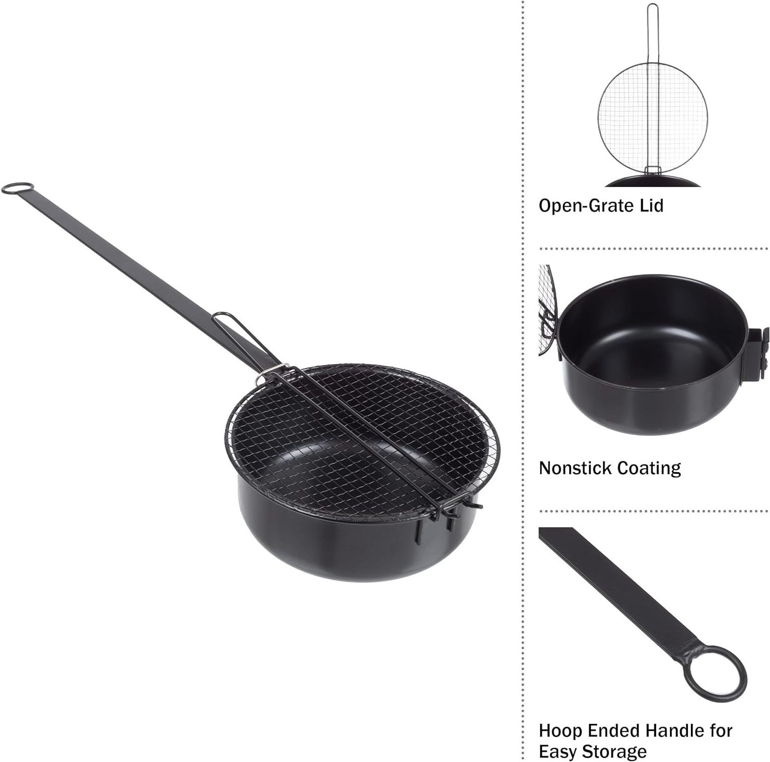 Outdoor Cooking Carbon Steel Popcorn Popper Campfire Popcorn Pan With Mesh Cover For Fire Pit