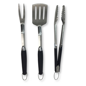 3PCS of BBQ Tools with Barbecue Spatula, Carving Fork, and Barbeque Tongs