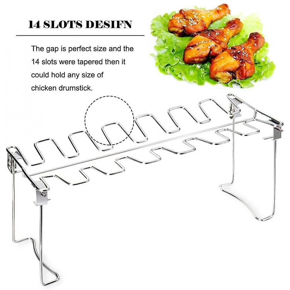 Stainless steel roasted chicken legs wing grill rack holder with Drip Tray For BBQ COOKING