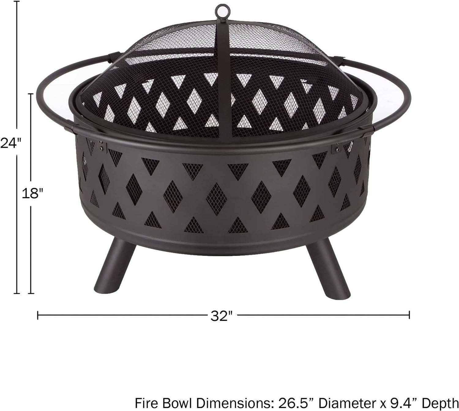 Camping Round Carbon Steel Fire Pit 36 Inch Fire Pits bonfire Brazier  Fire Bowls With Lid