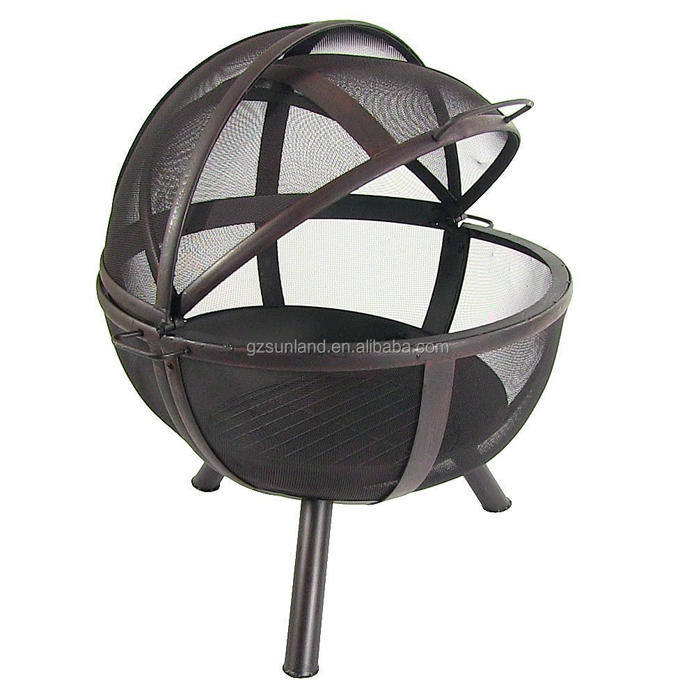 Patio Metal brasero sphere fire pit for outdoor fireplace wood burning