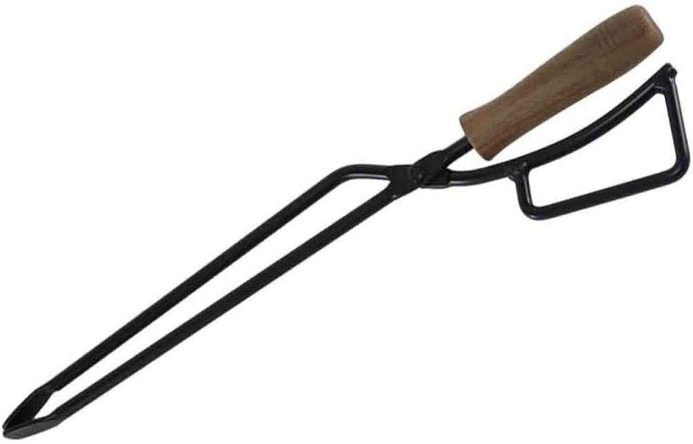 Outdoors Fireplace tool Charcoal Tongs Heavy metal steel with wooden handle