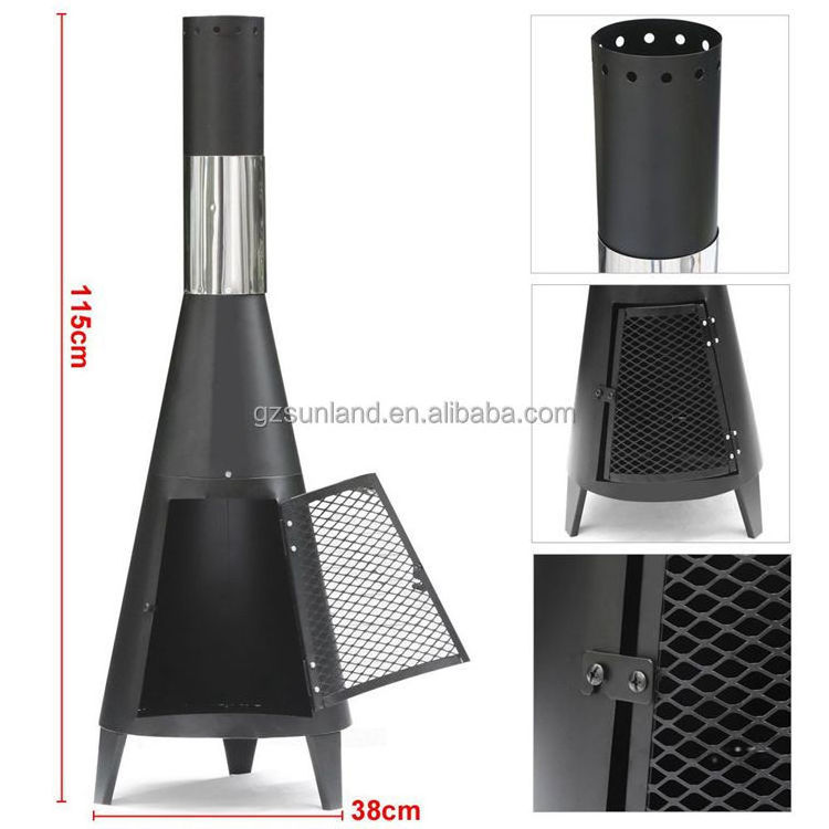 Freestanding rocket design wood burning chiminea fire pits for Outdoor backyard