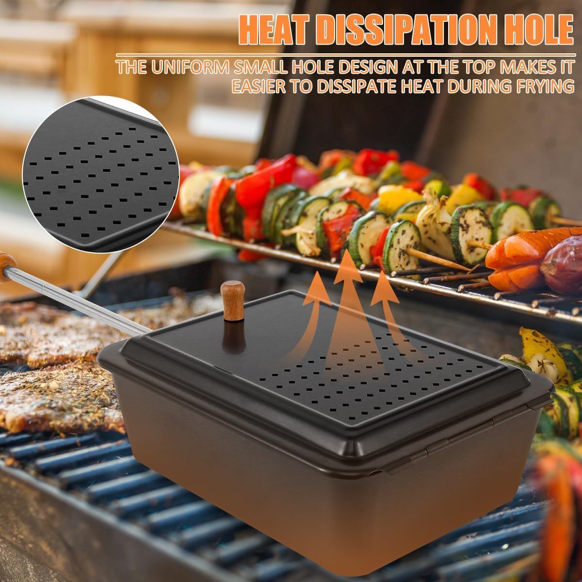 Portable Sturdy Popcorn Popper Pot Nonstick Chestnut Roaster Popcorn Pan with Removable Long Handle