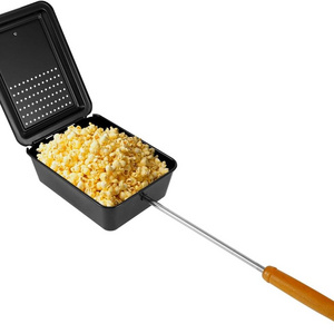 Portable Sturdy Popcorn Popper Pot Nonstick Chestnut Roaster Popcorn Pan with Removable Long Handle