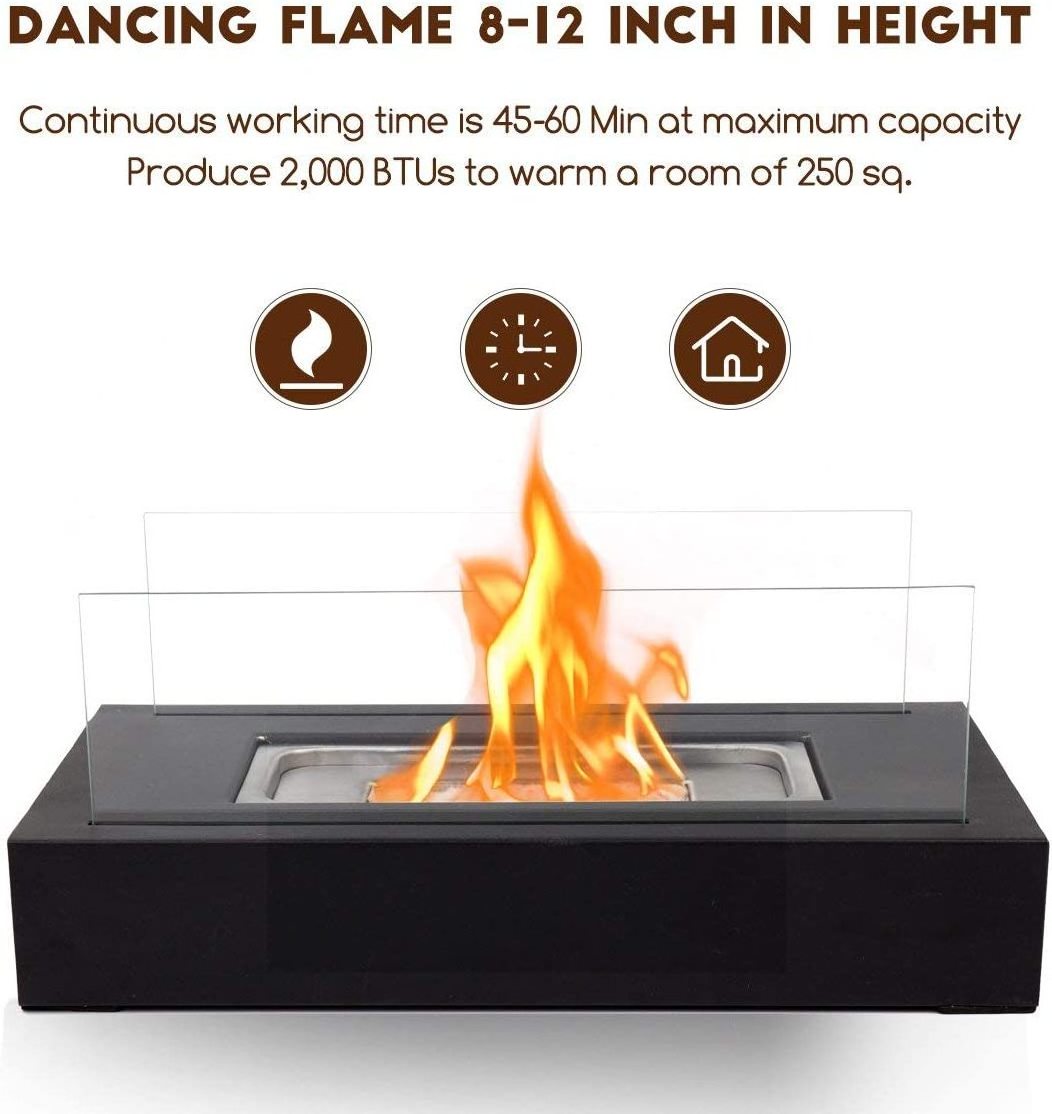 Flat tabletop bio ethanol Fireplace Premium smokeless table top smores fire pit for indoor