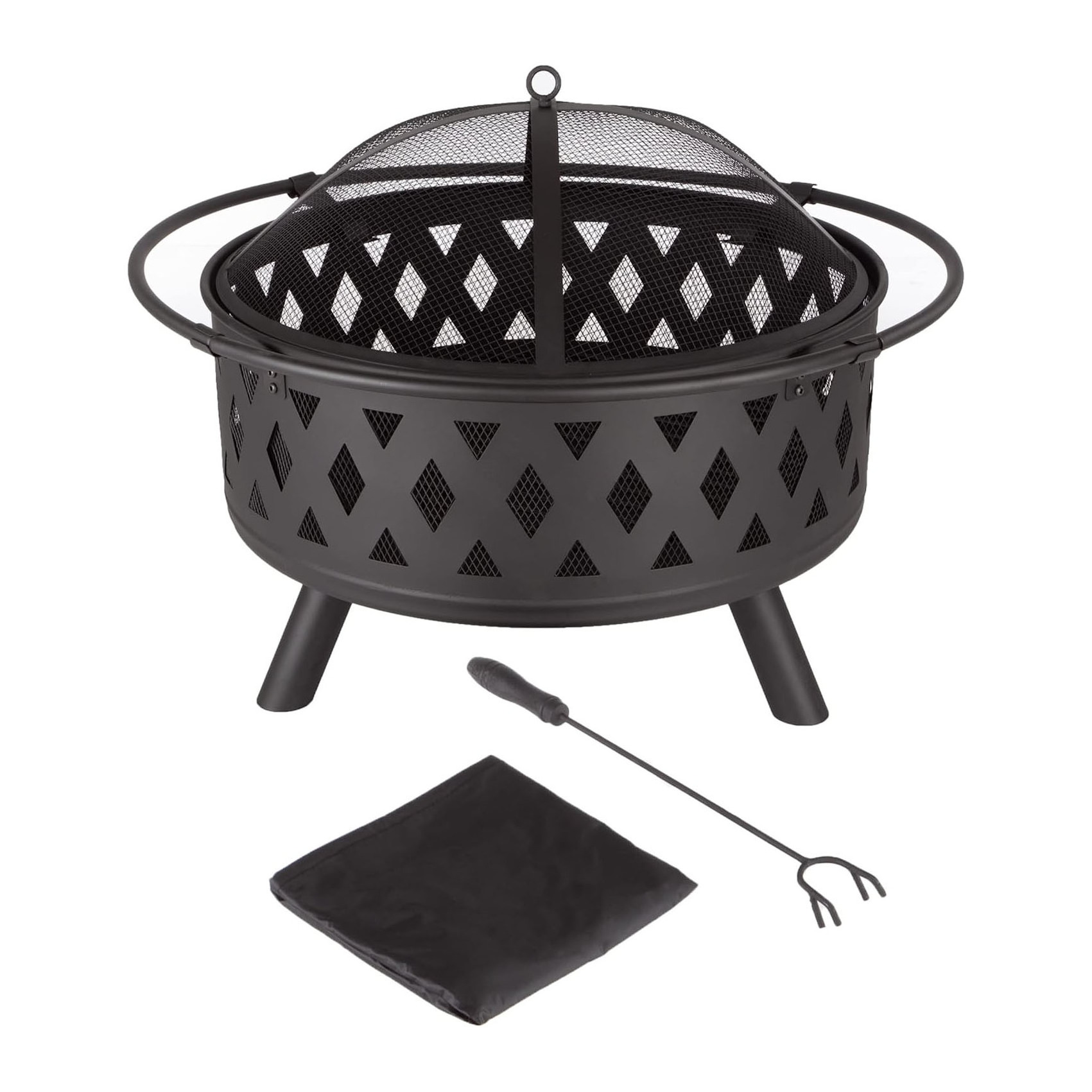 Camping Round Carbon Steel Fire Pit 36 Inch Fire Pits bonfire Brazier  Fire Bowls With Lid