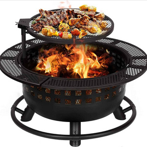 32 inch modern firepit log burner swivel Cooking Grill Wood Burning Fire Pit