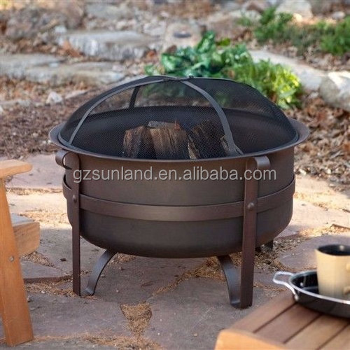 32-inch Heavy Duty Steel Fire Pit Cauldron with Stand and Cover