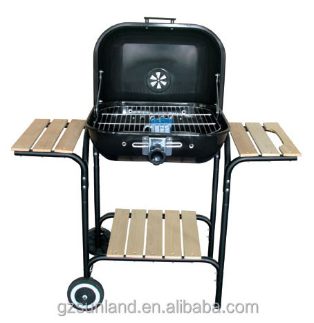 18'' /22'' party/garden square rotating bbq cart/trolley grill