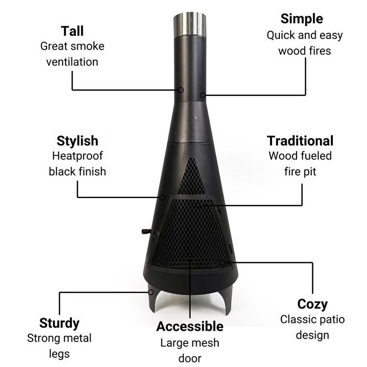 Garden Patio metal steel wood burning Chiminea fire pit with Chimney