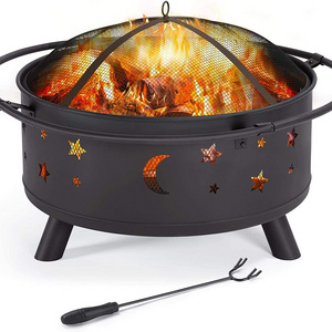 Landmann bonfire pit bowl Big Sky Stars and Moons 30in Metal fire pit with Spark Screen and Poker