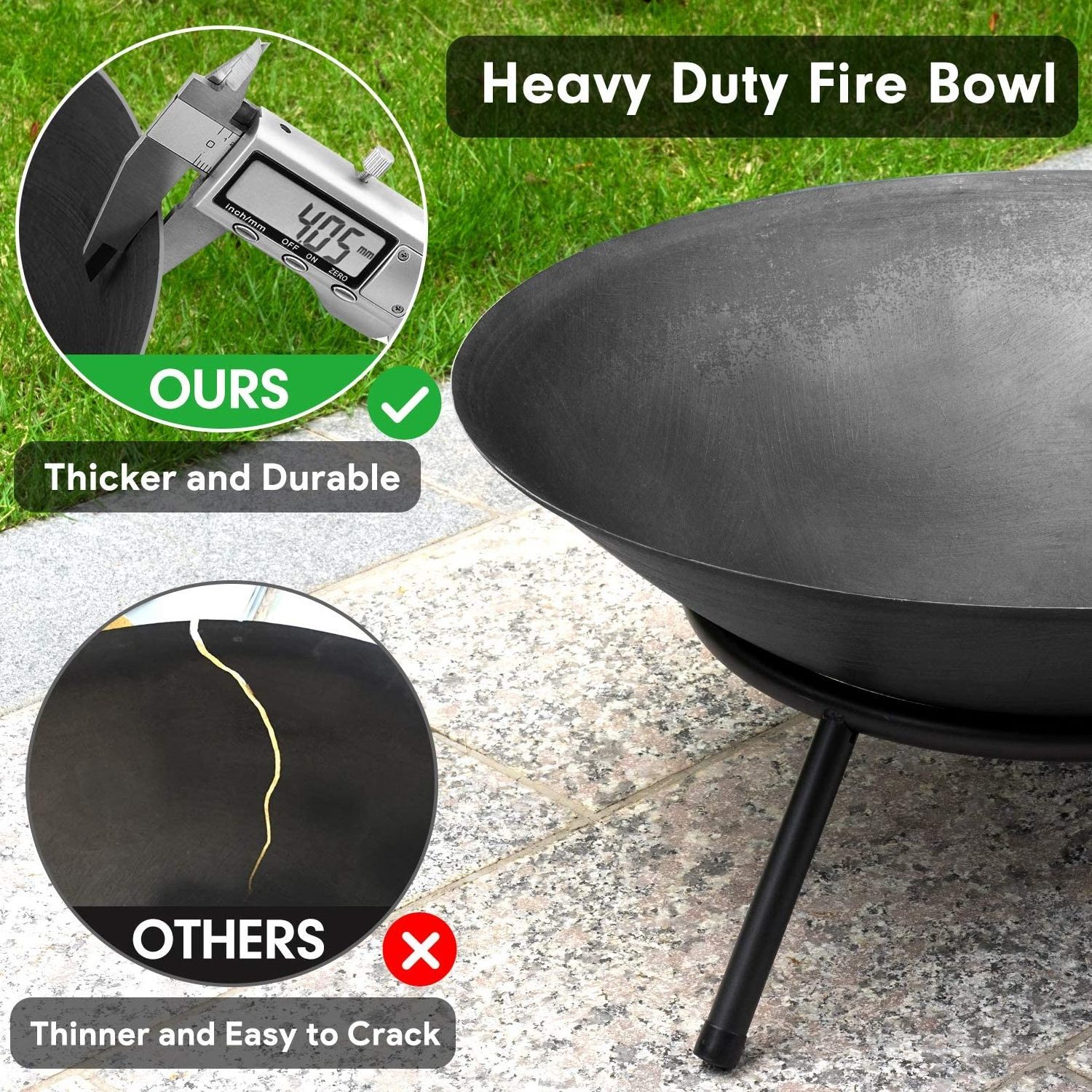 Portable 22 in Firebowl metal steel Fire Pit Log burner for outdoor warming