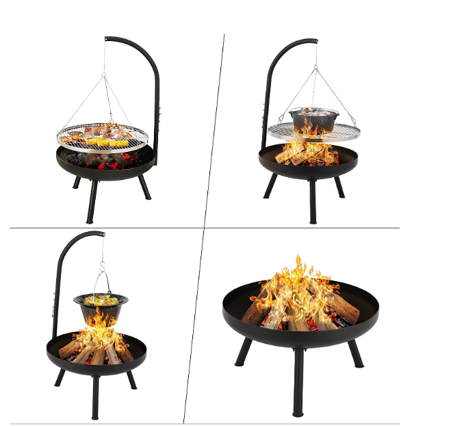 High Quality Adjustable Cooking bbq Charcoal Tripod Backyard Barbecue Grill Charcoal Fire pit For Outdoor Camping