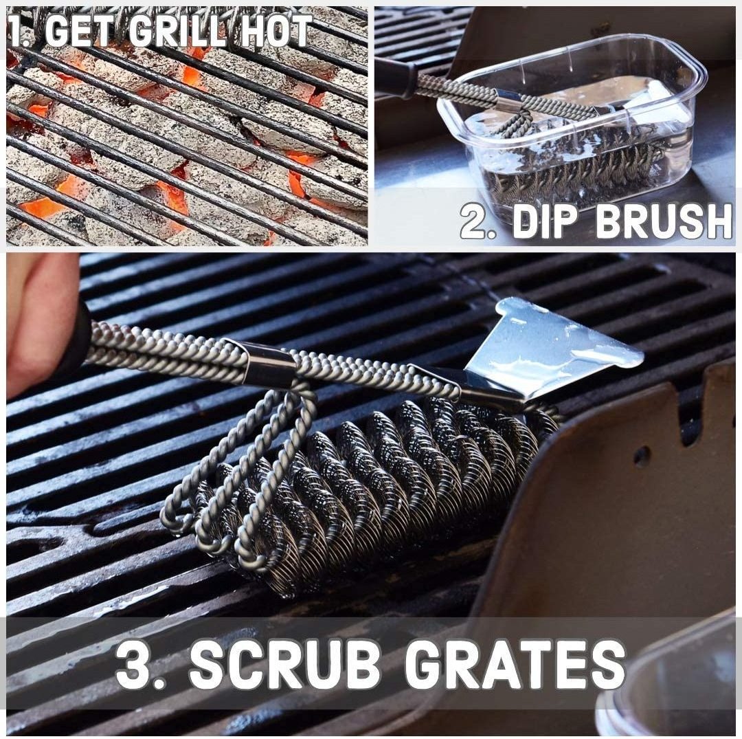 Bristle free Safe bbq cleaning grill brush and scraper for stainless steel grill grates