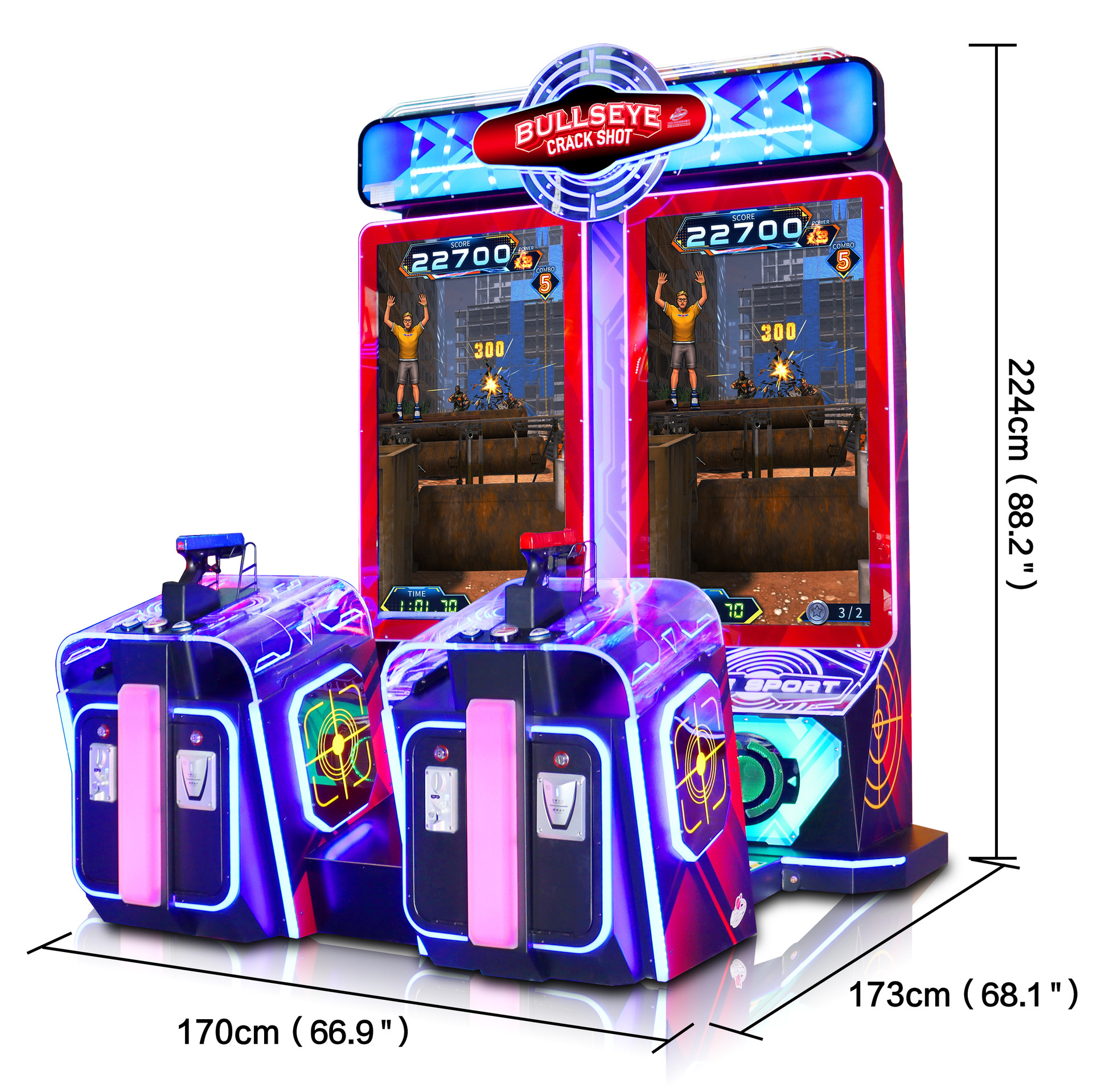 SUNMO Bullseye Crack Shot Arcade Game Redemption Machine PK Gun Shooting skill game  For Amusement Park