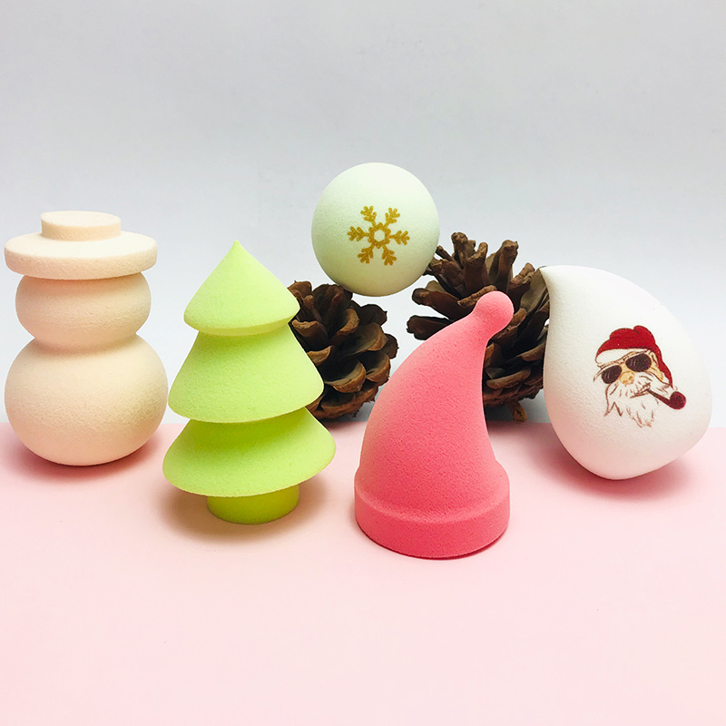 Latex-free Christmas Tree Snow Hat Makeup Blender Sponge For Beauty Tools