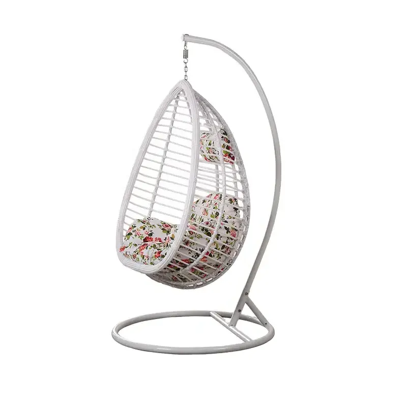 Modern Rattan Water Drop Shaped Swing Wicker Hanging Egg Chair with Stand