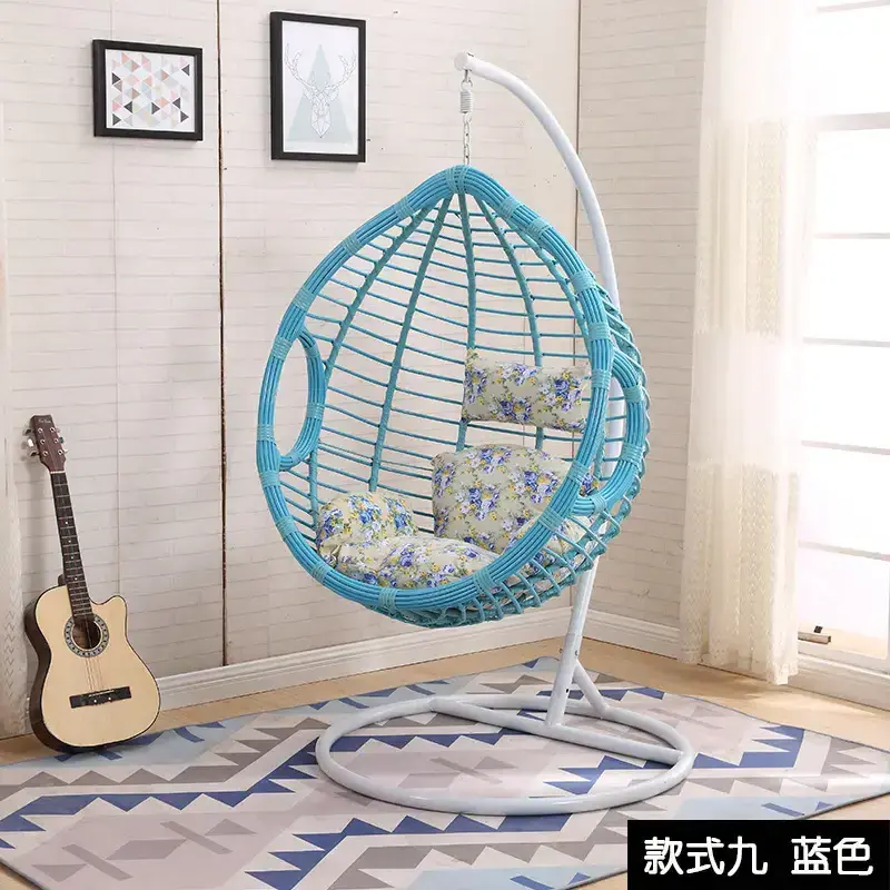 Modern Rattan Water Drop Shaped Swing Wicker Hanging Egg Chair with Stand