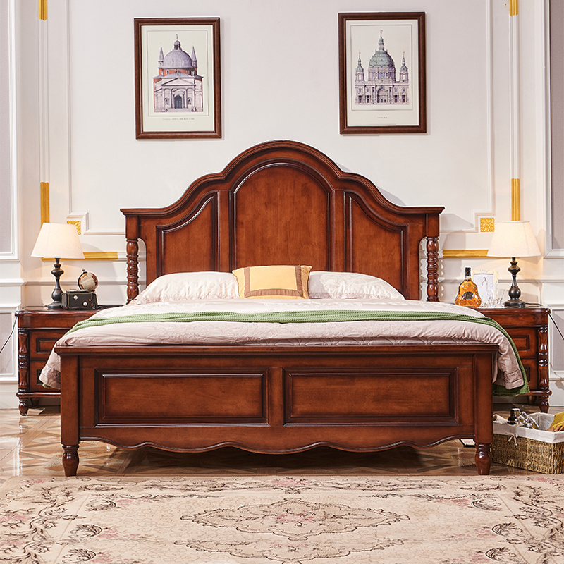 Bedroom Furniture Delicate Modern Style Master Bedroom Double Bed Solid  Wood Height Box Bed