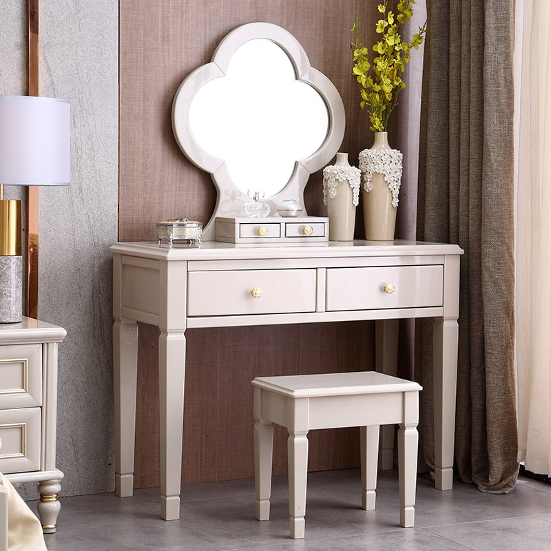 bedroom furniture nordic style solid wood vanity makeup dressing table with mirror