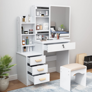 Hot Sale Modern  Bedroom Furniture Nordic Drawers Storage White Vanity Makeup dressing table with mirror