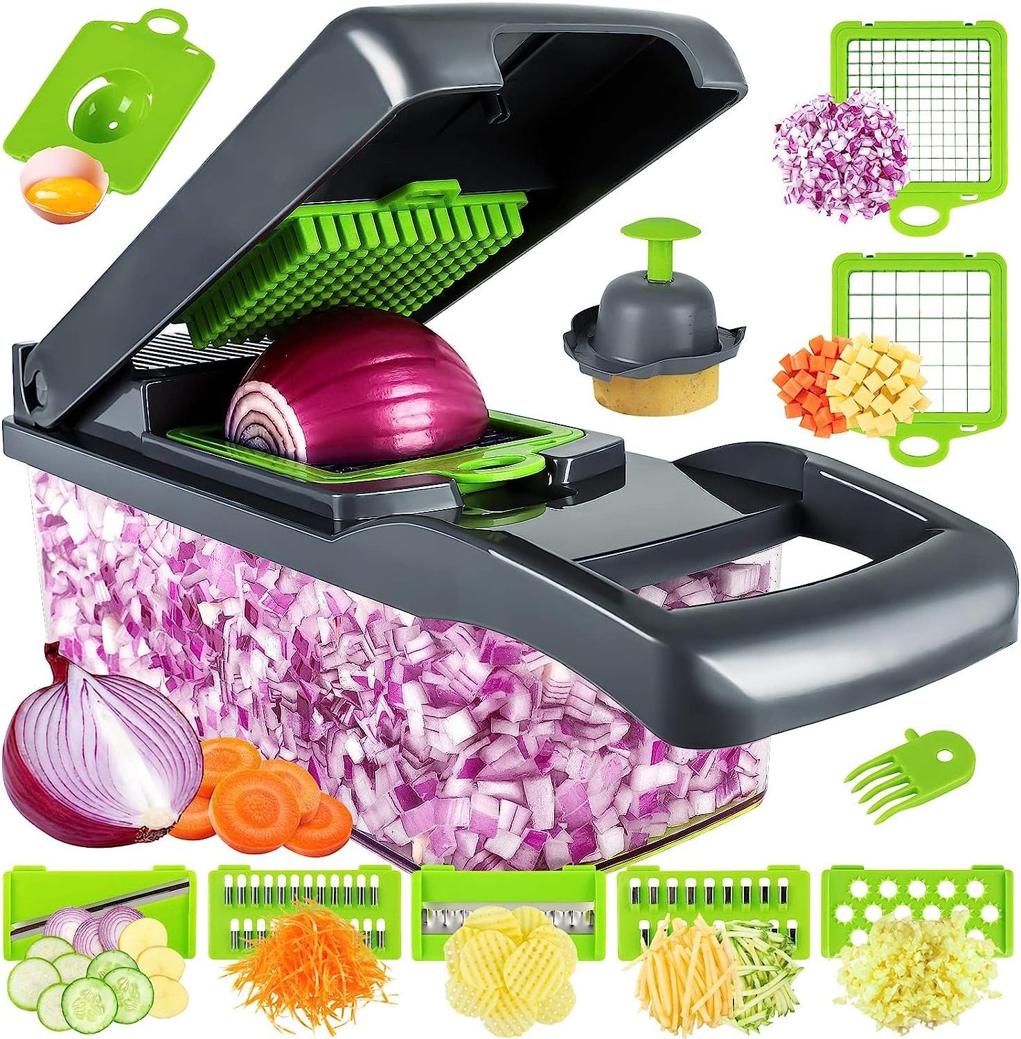 Top Seller  Kitchen tools multi 16 In 1 manual mandoline fruit vegetable cutter onion dicer veggie slicer vegetable chopper