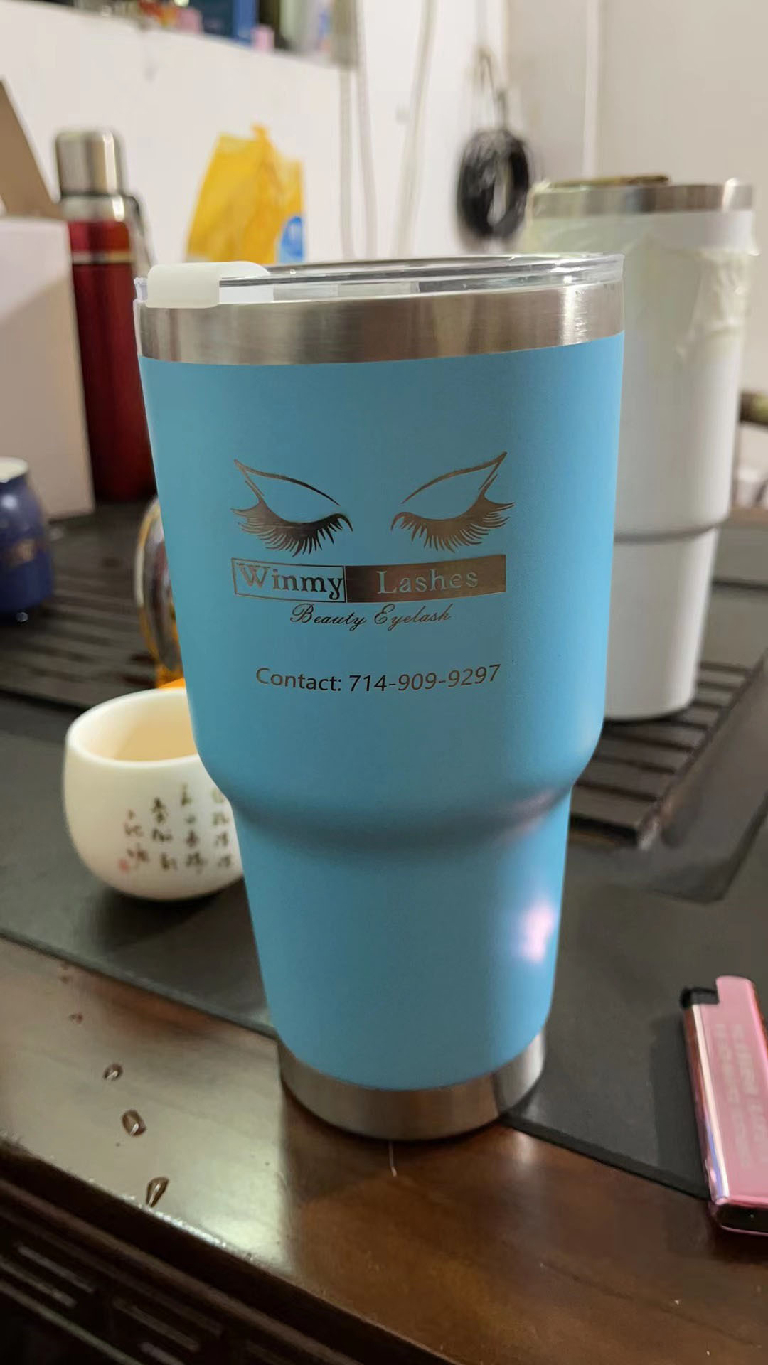 Custom Logo Powder Coated Coffee Mug 30oz Tumbler 18/8 Stainless Steel Vacuum Insulated Tumbler Cup With Straw And Lid