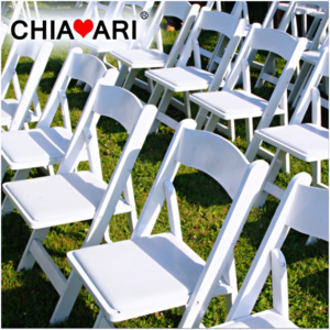 Outdoor White Padded Wedding Banquet Wimbledon Foldable Plastic Resin Folding Chairs for Events