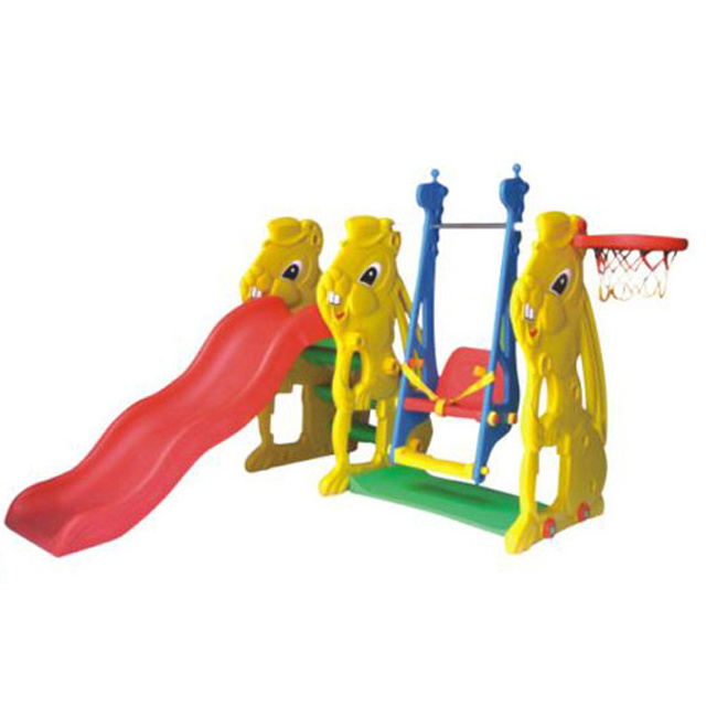 Colorful white slide and swing sets for kids garden and park toy plastic slide