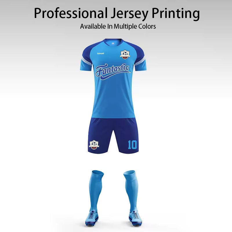 Retro Blue Football Shirt Adult Soccer Jerseys Football T Shirt Customized Football Jersey Manufacturer