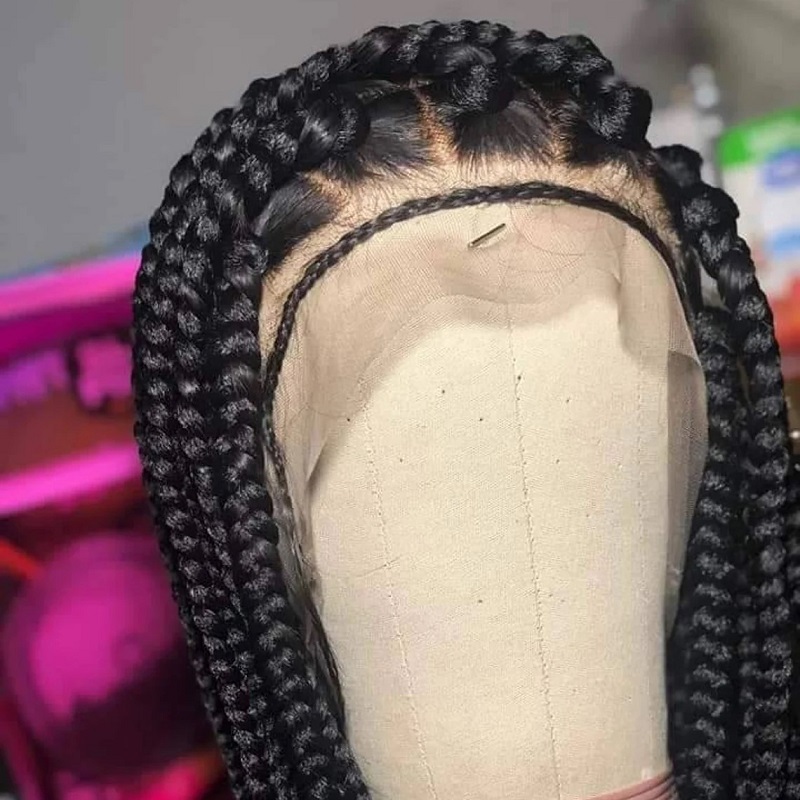 Wholesale Glueless Full Lace Braided Wigs Handmade Cornrow Synthetic Hair Box Braid Wig African Braided Lace Front Wigs Vendors