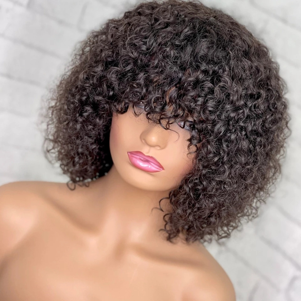 Highlight Lace Front Bob Wig with Bangs for Black Women Vietnam Hair Highlight Wig 13x6 Private Label Curly Wave Frontal Bob Wig