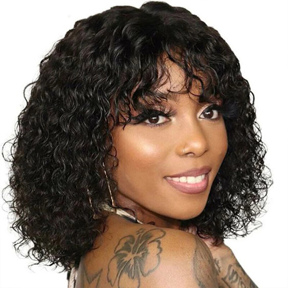 Highlight Lace Front Bob Wig with Bangs for Black Women Vietnam Hair Highlight Wig 13x6 Private Label Curly Wave Frontal Bob Wig