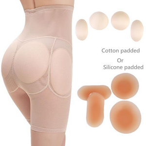 Invisible Removeable Silicone Buttock And Hip Padding Postpartum High Waist Panties Hip Enhancer Fajas Shorts Mesh Shapewear