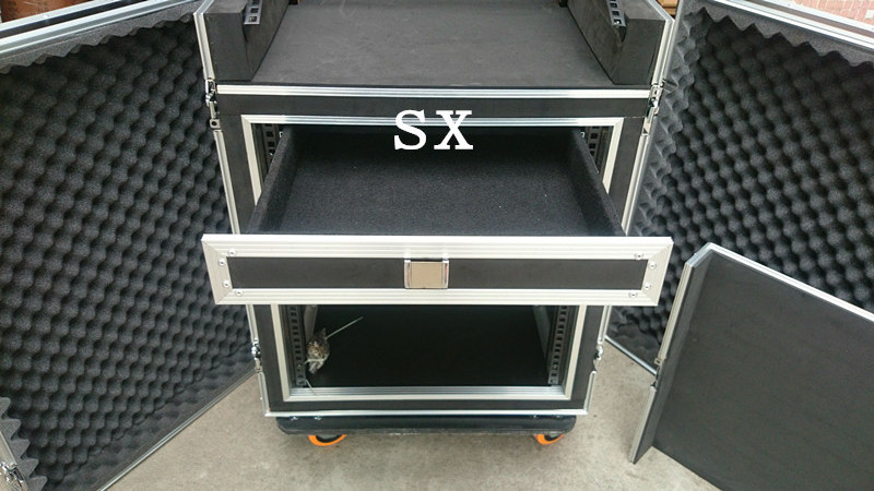 DJ used equipment rack mount Cases with mixer top and drawer