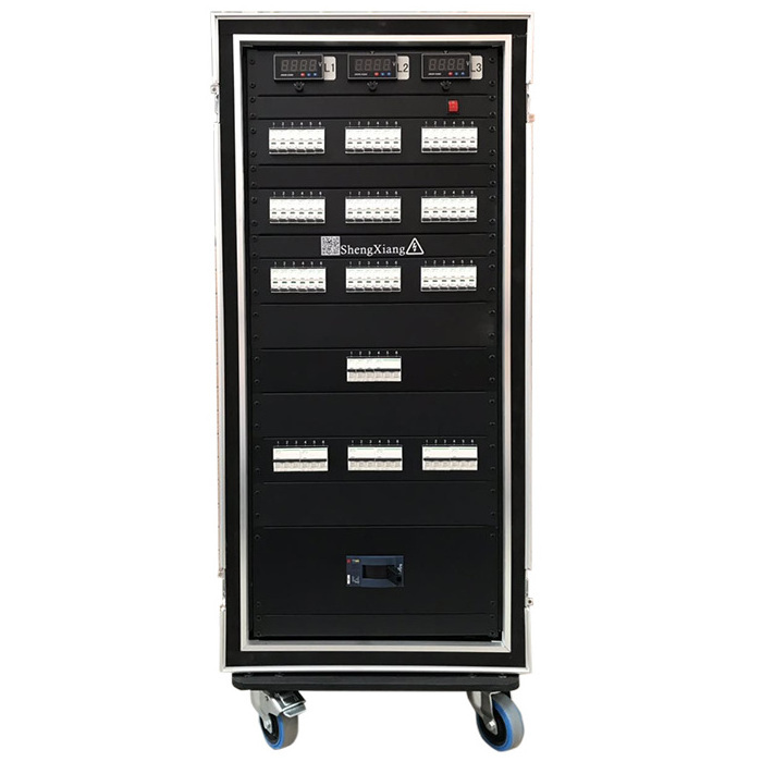 Professional industrial 64 channels power distribution box 3 phase with 400 amp EU powerlock input & output