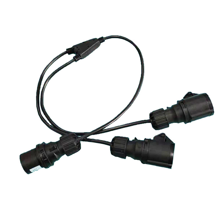 customized The cable length Y splitter power cables split to 2 way of 16A/3pin female socket CEE Y Split cable