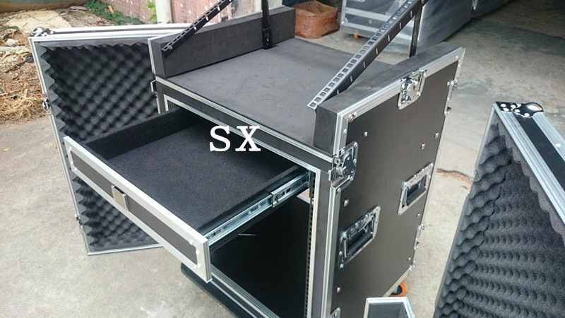 DJ used equipment rack mount Cases with mixer top and drawer