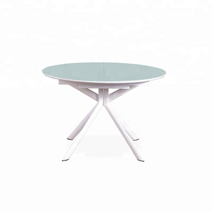 Luxury high quality multi-purpose dining table Extendable round glass table top folding for space saving living room furniture