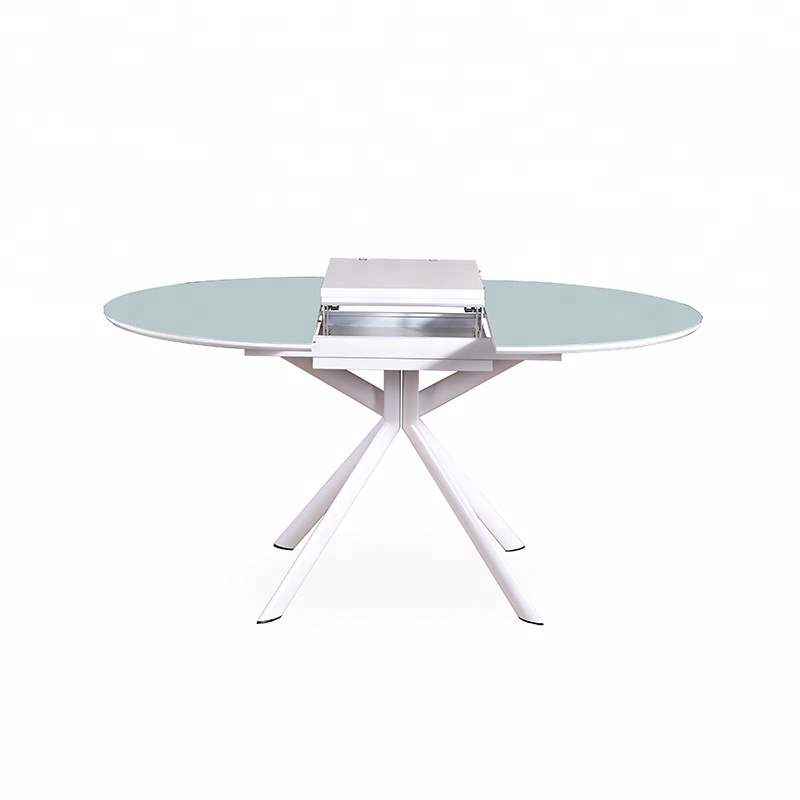 Luxury high quality multi-purpose dining table Extendable round glass table top folding for space saving living room furniture