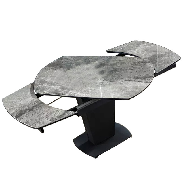 8 seats rotating expandable marble eating dining table