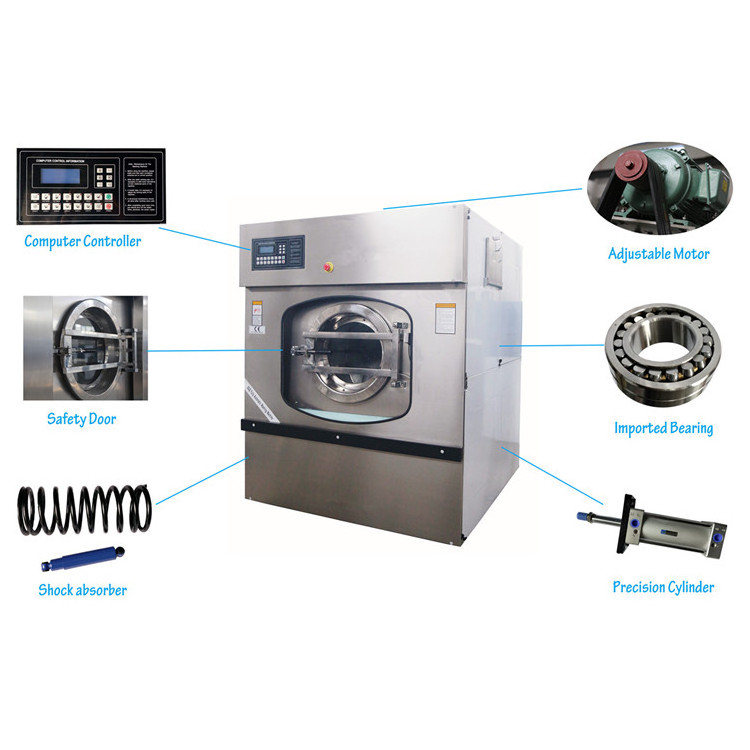 Factory wholesale big size 100kg capacity laundry industrial washing machine washer and dryer