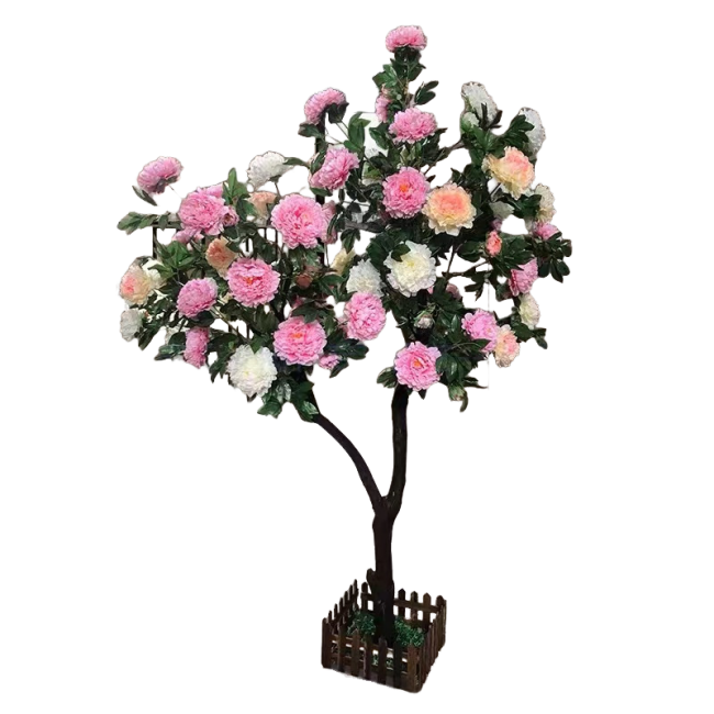 Artificial peony flower tree entrance  artificial flower tree floor decoration clothing shop window