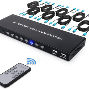 SYONG 8 Port KVM Switch HDMI 4K 30Hz , Video HDMI KVM Switcher Console 8 in 1 out + 8-Pack Cables