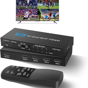 SY 4K HDMI Multiviewer 4x1 Quad Screen Real Time Multi Viewer 4 in 1 Seamless HDMI Switcher with Remote