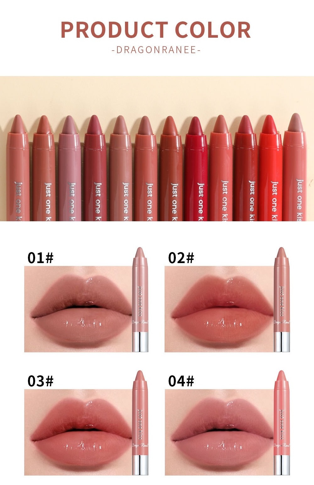 Private Label Matte Crayon Lipstick Waterproof Long Lasting Red Lipstick makeup pen with different shades of lipstick Lip Crayon