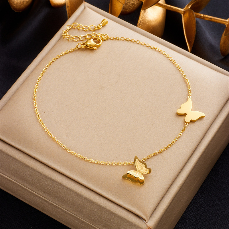 Custom Anklet Jewelry Ankle Chain Bracelets Tarnish Free Waterproof Gold Plated Heart Butterfly Anklets For Women Non Tarnish