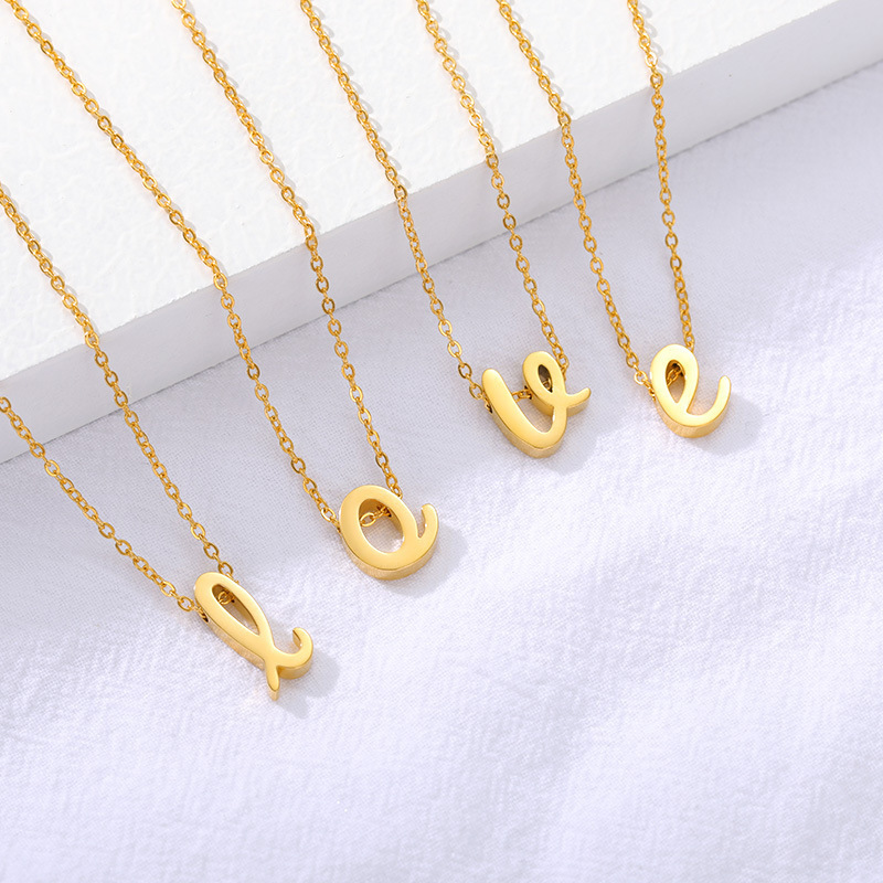 2023 Stainless Steel Letter Initial Pendant Necklace 304 PVD Plating Hollow Initial Necklace 18K Gold Plated Stainless Steel