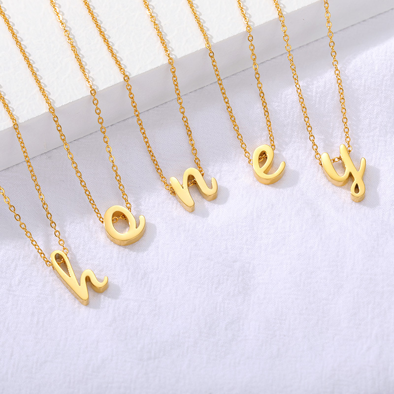 2023 Stainless Steel Letter Initial Pendant Necklace 304 PVD Plating Hollow Initial Necklace 18K Gold Plated Stainless Steel